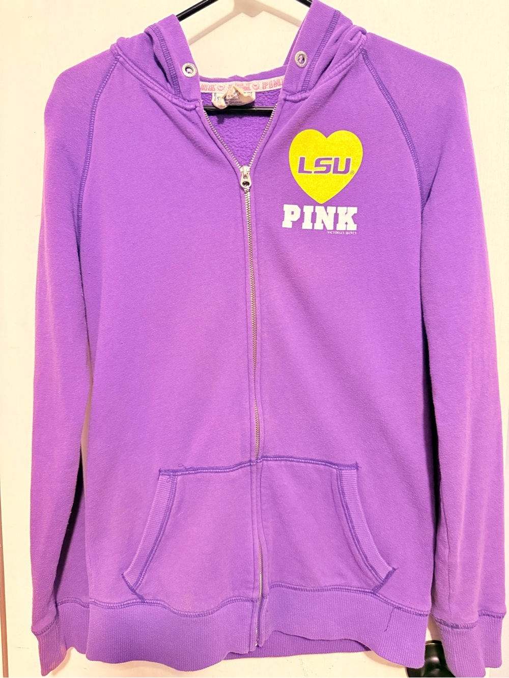 PINK Victoria's Secret Purple LSU Heart Zip Hoodie